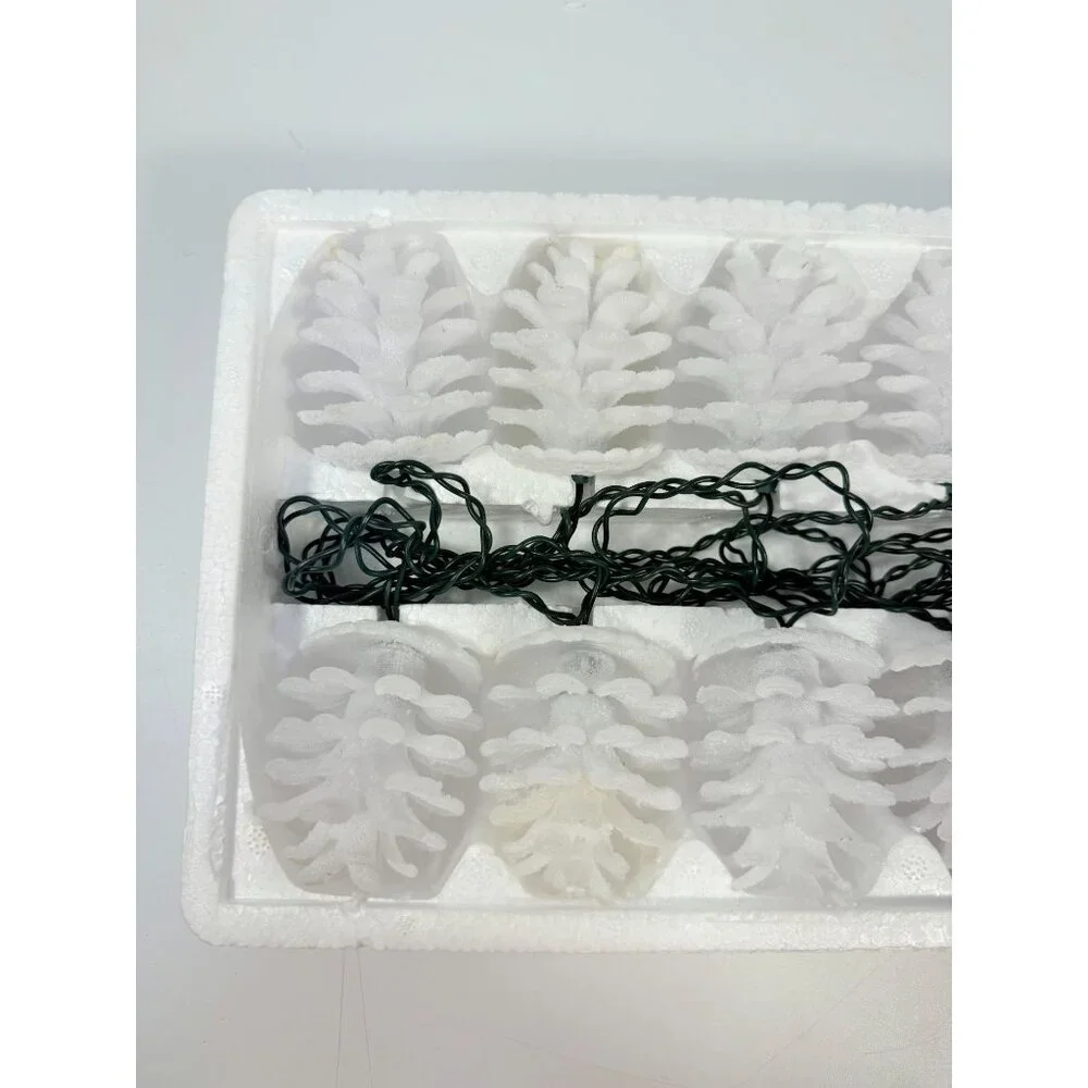 Christmas Lights Pine Cone String Light 10 Light Set Green Strand In Box Hoferts